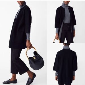 J. McLaughlin Lydia Sweater Coat Cardigan Black/Heather Gray XL Cashmere /wool